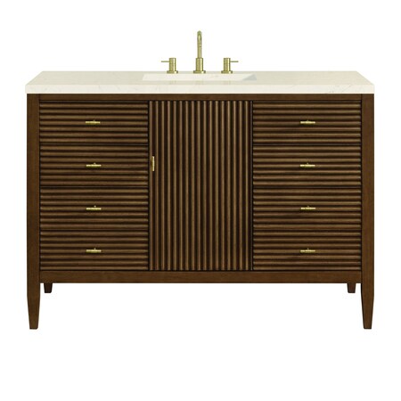 James Martin Vanities 48'' Vanity, Mid Century Walnut w/ 3 CM Eternal Marfil Quartz Top 485-V48-WLT-3EMR